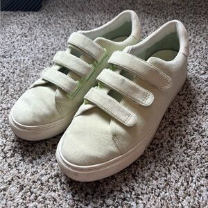Tory Burch Leather Velcro Sneakers in Pale Green Size 8.5